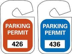 NMC - 4-3/4 Inch High x 2-3/4 Inch Wide, PARKING PERMIT Parking/Vehicle Hang Tag - 1 Side, Unrippable Vinyl, Blue - Caliber Tooling