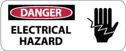 NMC - "Danger - Electrical Hazard", 7" Long x 17" Wide, Pressure-Sensitive Vinyl Safety Sign - Rectangle, 0.004" Thick, Use for Accident Prevention - Caliber Tooling