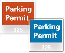 NMC - Parking Permit (101-200), 3 Inch Wide x 3 Inch High, Vinyl Traffic Sign - Blue, Square - Caliber Tooling