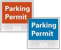 NMC - Parking Permit (301-400), 3 Inch Wide x 3 Inch High, Vinyl Traffic Sign - Blue, Square - Caliber Tooling