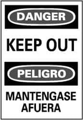 NMC - "Danger - Keep Out", 20" Long x 14" Wide, Pressure-Sensitive Vinyl Safety Sign - Rectangle, 0.004" Thick, Use for Accident Prevention - Caliber Tooling