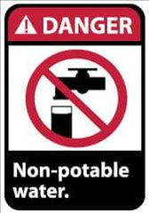 NMC - "Danger - Non-Potable Water", 14" Long x 10" Wide, Aluminum Safety Sign - Rectangle, 0.04" Thick, Use for Restroom, Janitorial & Housekeeping - Caliber Tooling