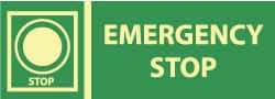 NMC - "Emergency Stop", 5" Long x 14" Wide, Rigid Plastic Safety Sign - Rectangle, 0.05" Thick, Use for Accident Prevention - Caliber Tooling