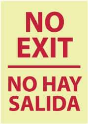 NMC - No Exit, Pressure Sensitive Vinyl Exit Sign - 14" Wide x 20" High, English/Spanish, Glow-in-the-Dark - Caliber Tooling