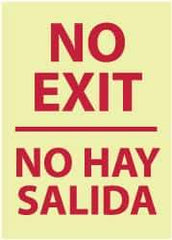 NMC - No Exit, Pressure Sensitive Vinyl Exit Sign - 14" Wide x 20" High, English/Spanish, Glow-in-the-Dark - Caliber Tooling