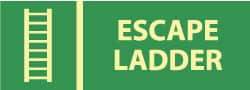 NMC - Escape Ladder, Plastic Fire Sign - 14" Wide x 5" High, Glow-in-the-Dark - Caliber Tooling