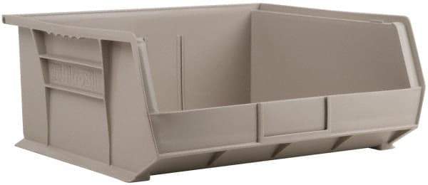 Akro-Mils - 75 Lb. Load Capacity, 14-3/4" Deep, Gray Polymer Hopper Stacking Bin - 7" High x 16-1/2" Wide x 14-3/4" Long - Caliber Tooling