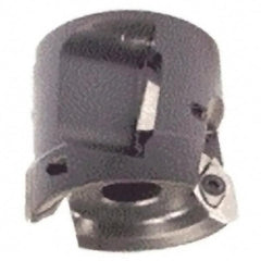 Iscar - 4 Inserts, 2-1/2" Cut Diam, 1" Arbor Diam, 1.18" Max Depth of Cut, Indexable Square-Shoulder Face Mill - 0/90° Lead Angle, 2.16" High, HM90 APCR 1605 Insert Compatibility, Through Coolant, Series Helialu - Caliber Tooling