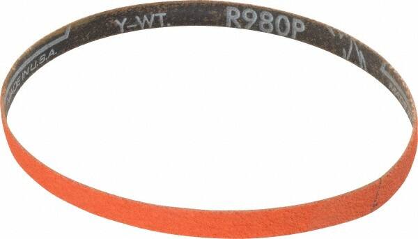 Norton - 1/2" Wide x 18" OAL, 60 Grit, Ceramic Abrasive Belt - Ceramic, Medium, Coated, Y Weighted Cloth Backing, Series R980 - Caliber Tooling