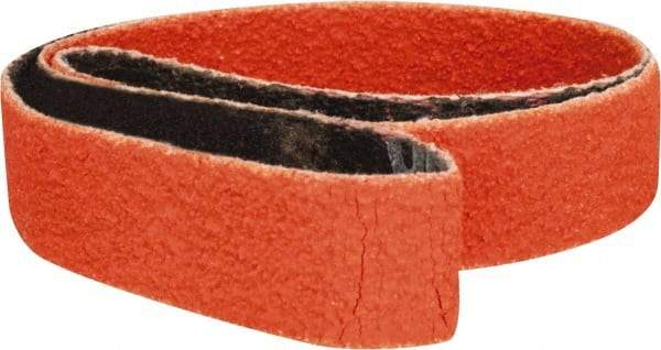 Norton - 1/2" Wide x 18" OAL, 80 Grit, Ceramic Abrasive Belt - Ceramic, Medium, Coated, Y Weighted Cloth Backing, Series R980 - Caliber Tooling