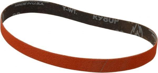 Norton - 3/4" Wide x 20-1/2" OAL, 80 Grit, Ceramic Abrasive Belt - Ceramic, Medium, Coated, Y Weighted Cloth Backing, Series R980 - Caliber Tooling