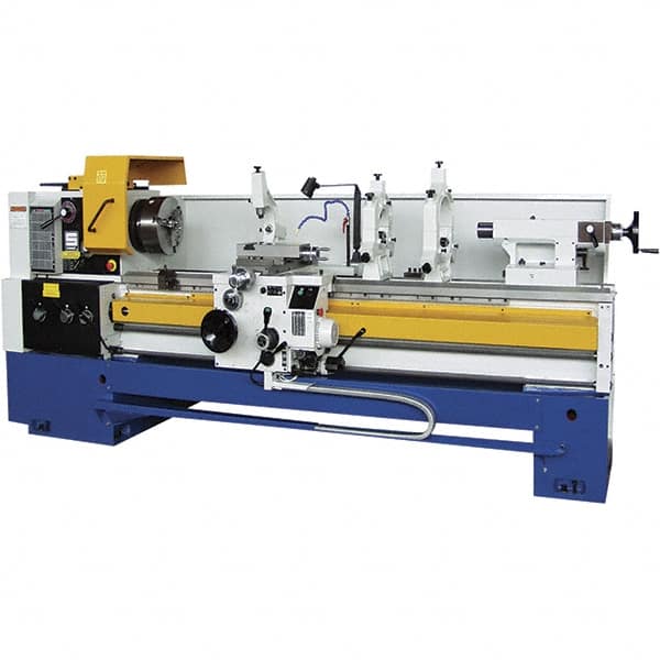 Summit - 20" Swing, 60" Between Centers, 120 Volt, Triple Phase Toolroom Lathe - 5MT Taper, 10 hp, 32 to 1,500 RPM, 4" Bore Diam, 44" Deep x 63" High x 114" Long - Caliber Tooling