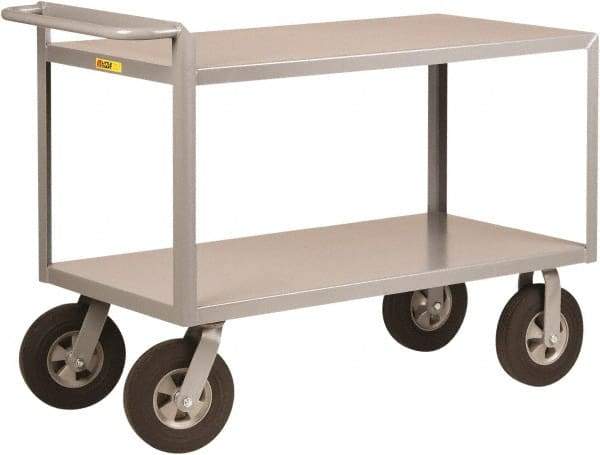 Little Giant - 1,500 Lb Capacity, 30" Wide x 66" Long x 38-1/2" High Shelf Cart - 2 Shelf, Steel, 2 Rigid/2 Swivel Casters - Caliber Tooling