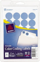 AVERY - 3/4" Wide x 3/4" Long, Light Blue Paper Color Coding Labels - For Laser/Inkjet Printers - Caliber Tooling