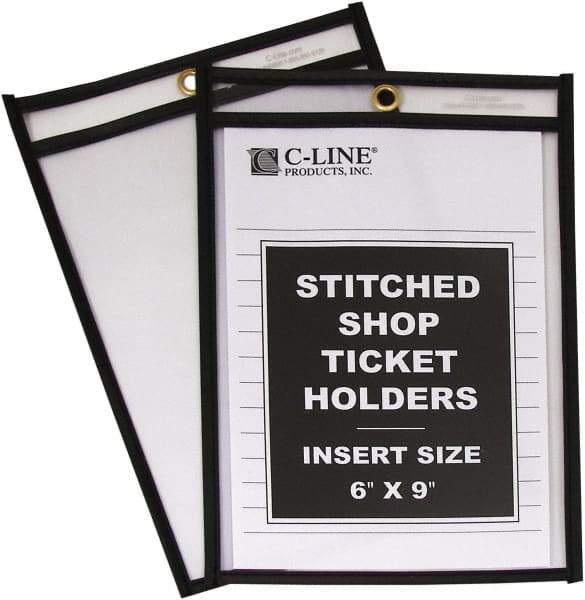 C-LINE - 25 Piece Clear Stitched Shop Ticket Holder - 9" High x 6" Wide - Caliber Tooling