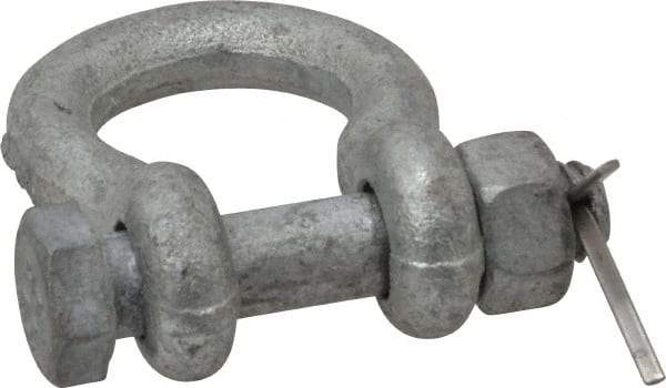 Made in USA - 5/16" Nominal Chain Size, 0.75 Ton Carbon Steel Bolt Anchor Shackle - 5/16" Diam, 3/8" Pin Diam, 1-1/4" High Inside Jaw, 0.969" Inside Width, 3/8" Max Body Thickness - Caliber Tooling