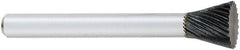 OSG - 3/8" Cut Diam, 1/4" Shank Diam, Inverted Cone Head Fluted Cut Burr - Carbide, Flat End, 3/8" LOC, 2" OAL - Caliber Tooling