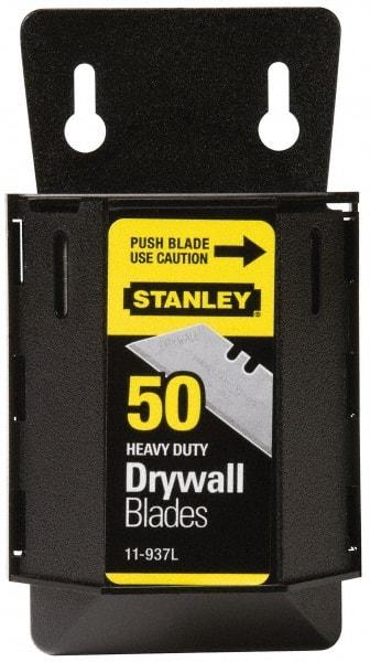 Stanley - 50 Piece Carbon Steel Drywall Utility Blade - 59mm OAL, 0.024" Blade Thickness - Caliber Tooling