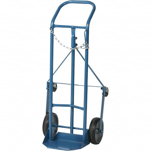 Wesco Industrial Products - 250 Lb Capacity 41-3/4" OAH Tilting Cylinder Hand Truck - Continuous Handle, Steel, Mold-On Rubber Wheels - Caliber Tooling