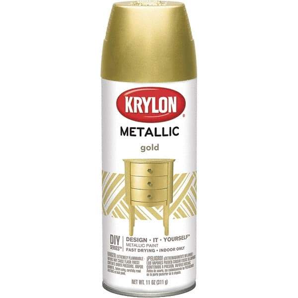 Krylon - Gold, Metallic, Aerosol Spray Paint - 15 to 20 Sq Ft per Can, 12 oz Container - Caliber Tooling