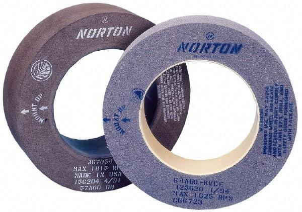 Norton - 20" Wide x 14" Diam, Type 7 Feed Wheel - 6" Hole Size, 80 Grit, Hardness R, 8-1/2" Diam x 1-1/2" Deep Recess, 8-1/2" Diam x 1-1/2" Deep Opposite Side Recess - Caliber Tooling