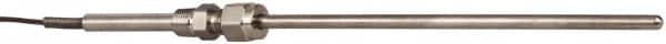 Thermo Electric - 0 to 1600°F, J Pipe Fitting, Thermocouple Probe - 3 Ft. Cable Length, Stripped Ends, 9 Sec Response Time - Caliber Tooling