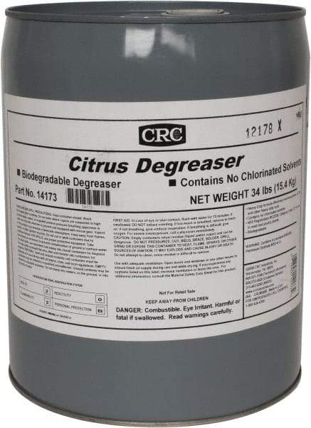 CRC - 5 Gal Bucket Cleaner/Degreaser - Liquid, Citrus & Petroleum Distillate, Citrus - Caliber Tooling