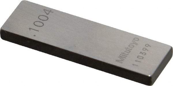 Mitutoyo - 0.1004" Rectangular Steel Gage Block - Accuracy Grade 0, Includes Certificate of Inspection - Caliber Tooling