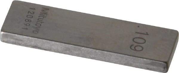 Mitutoyo - 0.109" Rectangular Steel Gage Block - Accuracy Grade 0, Includes Certificate of Inspection - Caliber Tooling