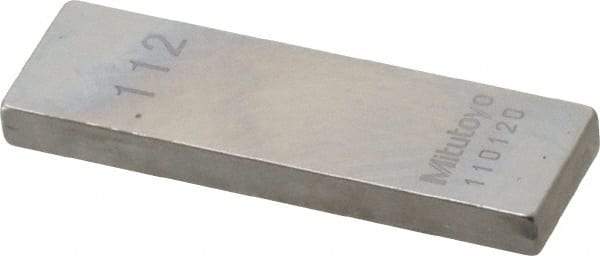 Mitutoyo - 0.112" Rectangular Steel Gage Block - Accuracy Grade 0, Includes Certificate of Inspection - Caliber Tooling