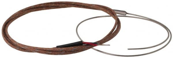 Thermo Electric - 0 to 750°F, T Flexible, Thermocouple Probe - 3 Ft. Cable Length, Stripped Ends, 12 Inch Probe Sheath Length, 3 Sec Response Time - Caliber Tooling