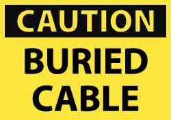 NMC - Accident Prevention Label, Header: CAUTION - Legend: Caution - Buried Cable, English, Black & Yellow, 5" Long x 3" High, Sign Muscle Finish - Caliber Tooling