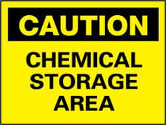 NMC - "Caution - Chemical Storage Area", 7" Long x 10" Wide, Pressure-Sensitive Vinyl Safety Sign - Rectangle, 0.004" Thick, Use for Hazardous Materials - Caliber Tooling