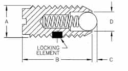 TE-CO - 1/4-20, 0.125" Ball Diam, 17/32" Body Length, 0.035" Max Ball Reach, Threaded Ball Plunger - Caliber Tooling