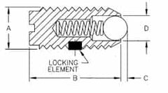 TE-CO - 3/8-16, 0.187" Ball Diam, 5/8" Body Length, 0.048" Max Ball Reach, Threaded Ball Plunger - Caliber Tooling