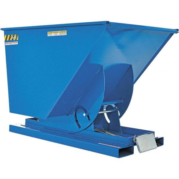 Vestil - 2,000 Lb Load Capacity, 1 Cu Yd, Steel Self-Dumping Hopper - 41-11/16" Wide x 61-1/8" Long x 42-11/16" High, Blue - Caliber Tooling