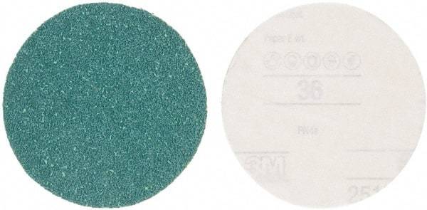 3M - 5" Diam, 36 Grit Aluminum Oxide Adhesive PSA Disc - Very Coarse Grade, Green, E Weighted Backing, Flexible, Use with Random Orbital Sanders - Caliber Tooling