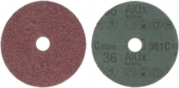 3M - 4" Diam 5/8" Hole 36 Grit Fiber Disc - Very Coarse Grade, Aluminum Oxide, Series 381C - Caliber Tooling