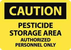 NMC - "Caution - Pesticide Storage Area - Authorized Personnel Only", 7" Long x 10" Wide, Rigid Plastic Safety Sign - Rectangle, 0.05" Thick, Use for Hazardous Materials - Caliber Tooling