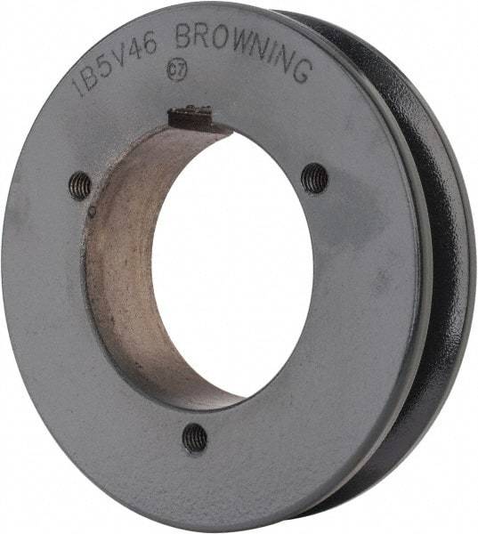 Browning - 1 Groove, 5/8 to 2-1/4 Bore Diam, 4.88" Outside Diam, QD Bushed V Belt Sheave - 4.7 5V Diam Belt Pitch - Caliber Tooling