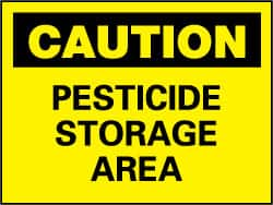 NMC - "Caution - Pesticide Storage Area", 10" Long x 14" Wide, Rigid Plastic Safety Sign - Rectangle, 0.05" Thick, Use for Hazardous Materials - Caliber Tooling