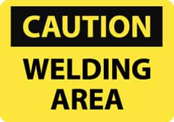 NMC - "Caution - Welding Area", 10" Long x 14" Wide, Aluminum Safety Sign - Rectangle, 0.04" Thick, Use for Accident Prevention - Caliber Tooling