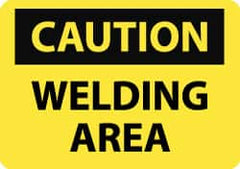 NMC - "Caution - Welding Area", 7" Long x 10" Wide, Rigid Plastic Safety Sign - Rectangle, 0.05" Thick, Use for Accident Prevention - Caliber Tooling