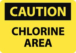 NMC - "Caution - Chlorine Area", 7" Long x 10" Wide, Pressure-Sensitive Vinyl Safety Sign - Rectangle, 0.004" Thick, Use for Hazardous Materials - Caliber Tooling