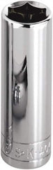 SK - 5/16", 1/4" Drive, Deep Hand Socket - 6 Points, Steel, Chrome Finish - Caliber Tooling