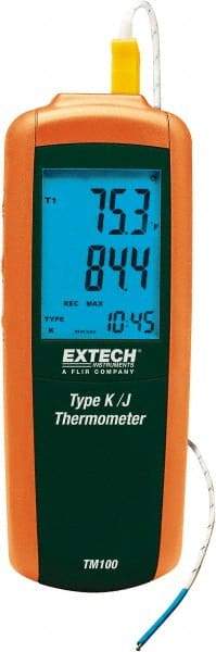 Extech - -328 to 2,501°F Digital Thermometer - LCD Display, K, J Thermocouple Sensor, 9V Battery Power - Caliber Tooling