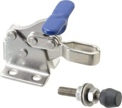 Gibraltar - 350 Lb Holding Capacity, Horizontal Handle, Manual Hold Down Toggle Clamp - 173° Handle Movement, 92° Bar Opening, U-Bar, Flanged Base, Electro-Plated Zinc, Stainless Steel - Caliber Tooling