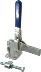 Gibraltar - 1,400 Lb Holding Capacity, Vertical Handle, Manual Hold Down Toggle Clamp - 66° Handle Movement, 78° Bar Opening, Solid Bar, Flanged Base, Electro-Plated Zinc, Carbon Steel - Caliber Tooling