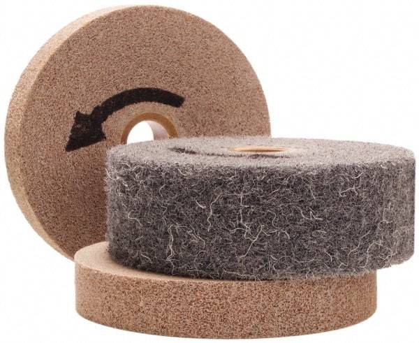 Merit Abrasives - 6" Diam, 2" Face Width, 1" Center Hole, Fine Grade, Silicon Carbide Deburring Wheel - Convolute, Hard Density 9 Grade, 6,000 RPM - Caliber Tooling