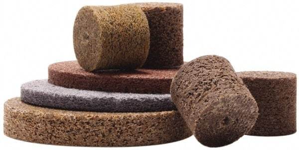 Merit Abrasives - 2" Diam, 1/8" Face Width, 1/4" Center Hole, Coarse Grade, Aluminum Oxide Deburring Wheel - Unitized, Hard Density 8 Grade, 22,000 RPM - Caliber Tooling